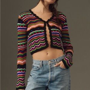 Anthopologie Free the Roses Crochet Cardigan Sweater sz Sm NWT